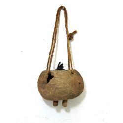 Dzwonek pasterski drewniany Vintage na sznurze 10x15x5cm